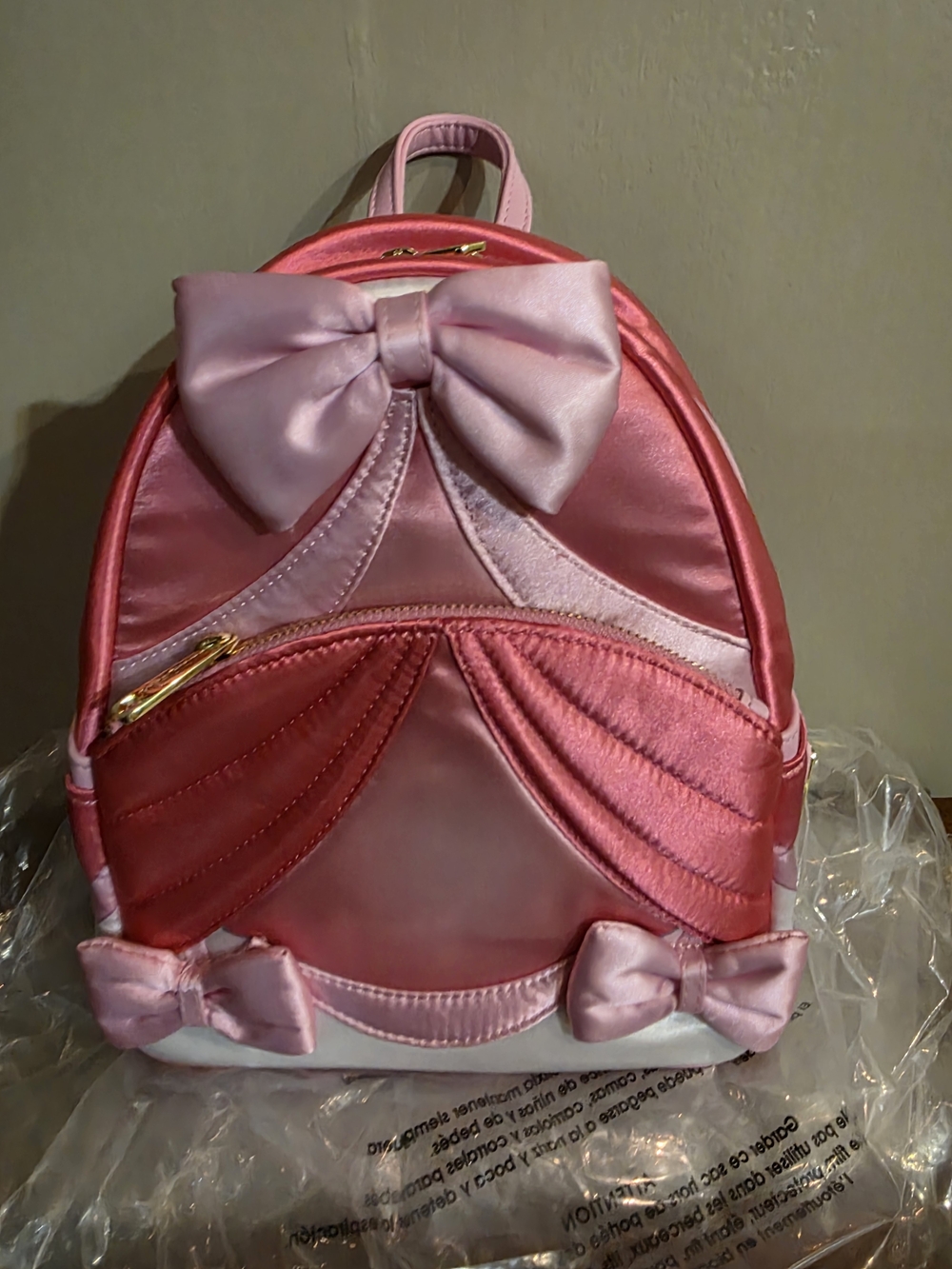 Loungefly Disney Cinderella 75th Anniversary Pink Bow Gown Cosplay Mini Backpack